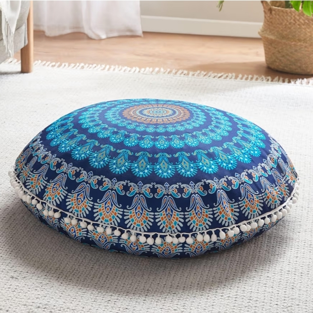 *Like New* Codi Navy Blue Mandala 32" Meditation Round Memory Foam Floor Pillow